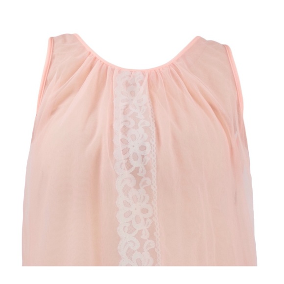 Vintage Lingerie Coral Peach Babydoll Top/Slip - Picture 2 of 4